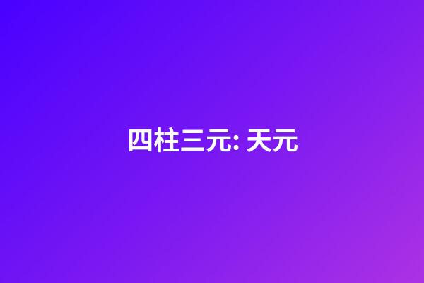 四柱三元: 天元